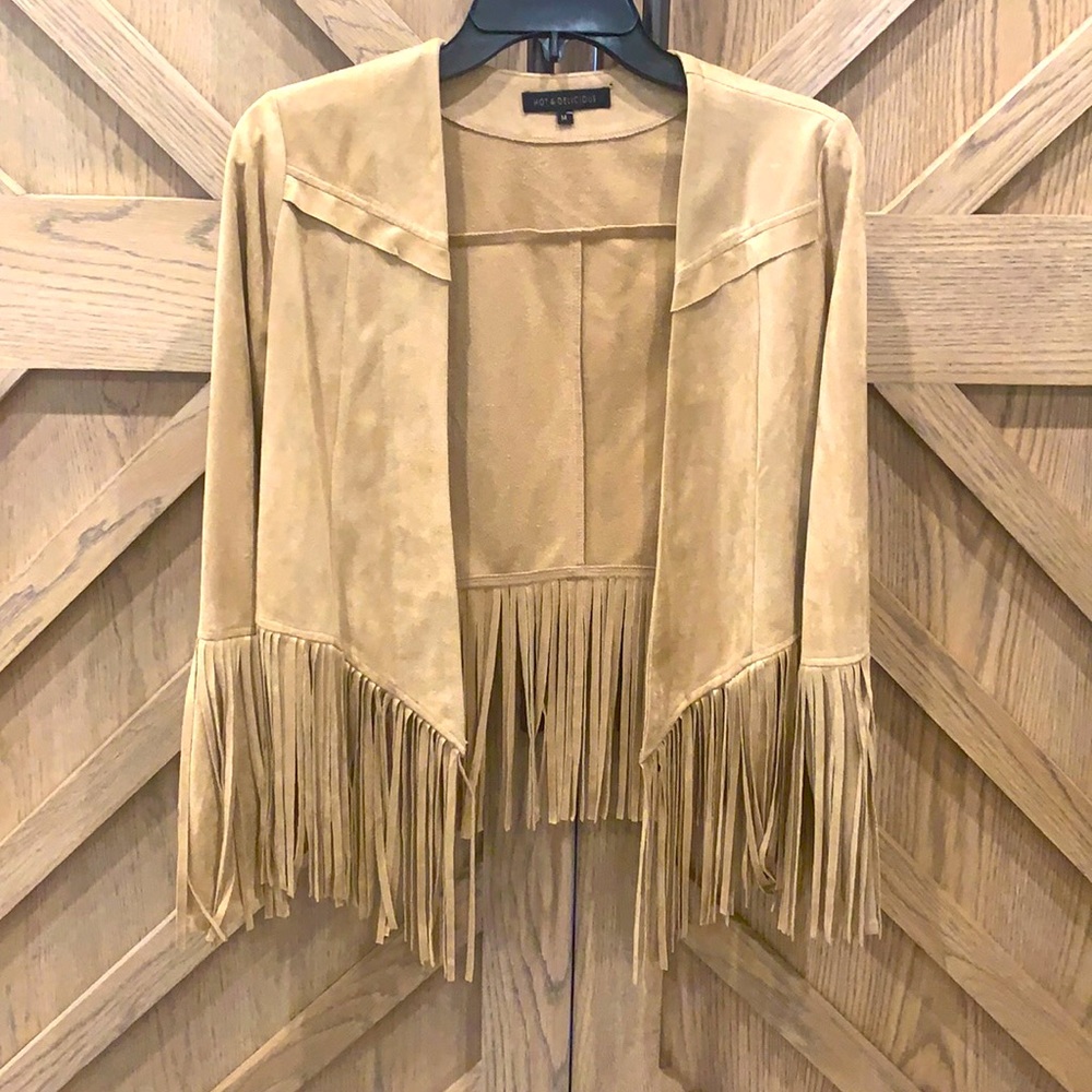 Women’s faux suede fringe jacket